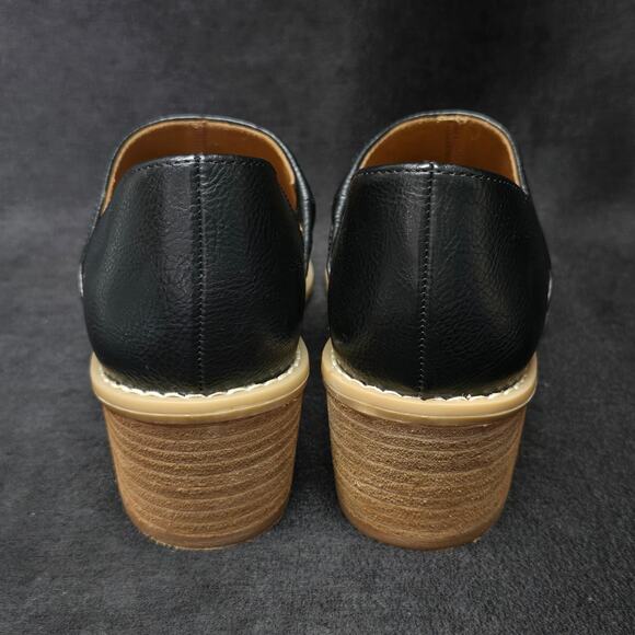 Cynthia Rowley Eddie Black Low Cut Ankle Bootie Faux Leather Chunky Heel Shoe - Picture 5 of 8